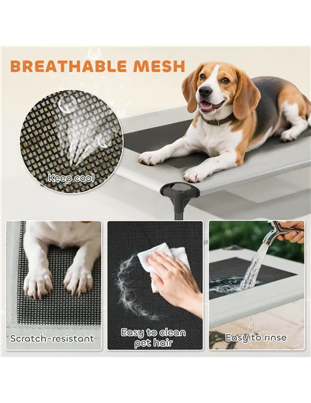 PawHut Portable Elevated Dog Bed with Removable Canopy, Cooling Raised Pet Cot for Small Medium Dogs, 76 x 61 x 60 cm