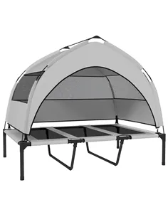 PawHut Portable Elevated Dog Bed with Removable Canopy, Cooling Raised Pet Cot for Large Dogs, 106 x 76 x 94 cm