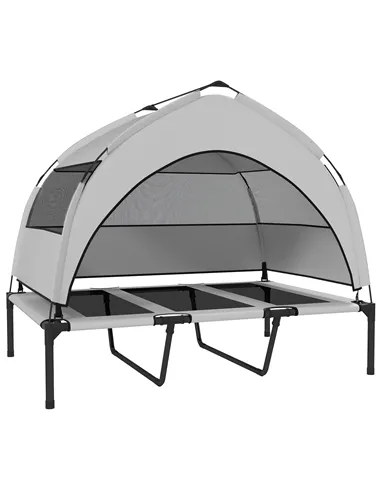 PawHut Portable Elevated Dog Bed with Removable Canopy, Cooling Raised Pet Cot for Large Dogs, 106 x 76 x 94 cm