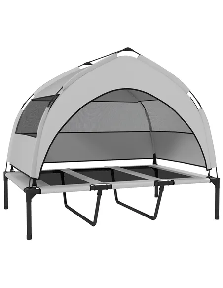 PawHut Portable Elevated Dog Bed with Removable Canopy, Cooling Raised Pet Cot for Large Dogs, 106 x 76 x 94 cm