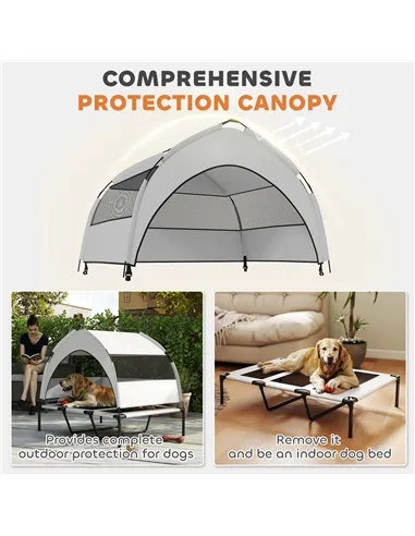 PawHut Portable Elevated Dog Bed with Removable Canopy, Cooling Raised Pet Cot for Large Dogs, 106 x 76 x 94 cm