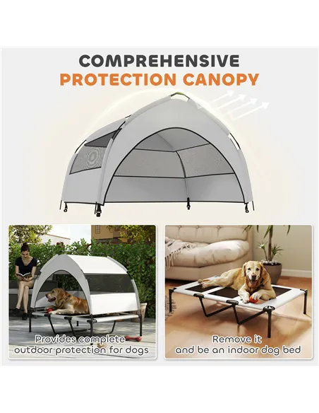 PawHut Portable Elevated Dog Bed with Removable Canopy, Cooling Raised Pet Cot for Large Dogs, 106 x 76 x 94 cm