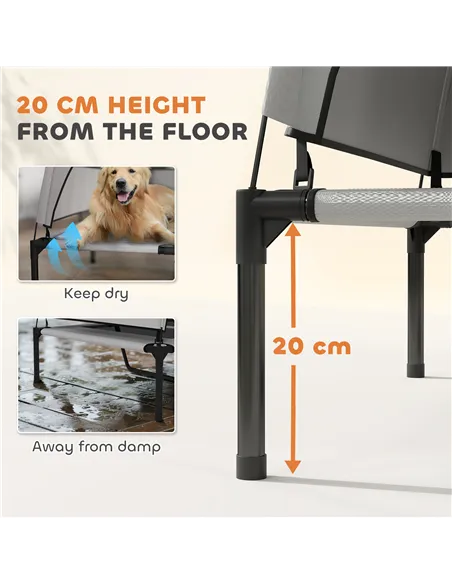 PawHut Portable Elevated Dog Bed with Removable Canopy, Cooling Raised Pet Cot for Large Dogs, 106 x 76 x 94 cm