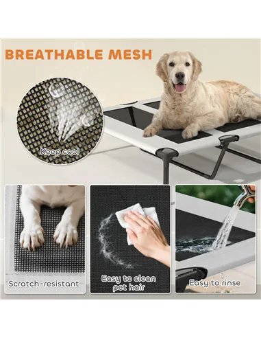 PawHut Portable Elevated Dog Bed with Removable Canopy, Cooling Raised Pet Cot for Large Dogs, 106 x 76 x 94 cm