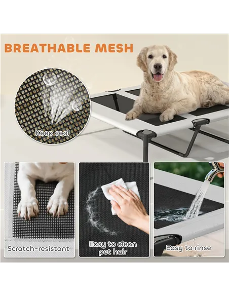 PawHut Portable Elevated Dog Bed with Removable Canopy, Cooling Raised Pet Cot for Large Dogs, 106 x 76 x 94 cm