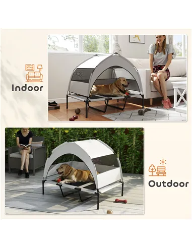 PawHut Portable Elevated Dog Bed with Removable Canopy, Cooling Raised Pet Cot for Large Dogs, 106 x 76 x 94 cm
