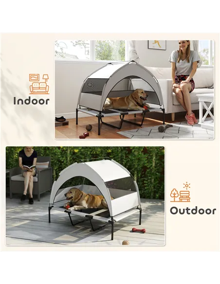 PawHut Portable Elevated Dog Bed with Removable Canopy, Cooling Raised Pet Cot for Large Dogs, 106 x 76 x 94 cm