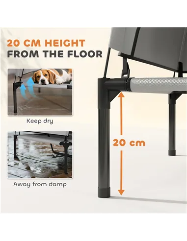 PawHut Portable Elevated Dog Bed with Removable Canopy, Cooling Raised Pet Cot for Medium Large Dogs, 92 x 75 x 89 cm