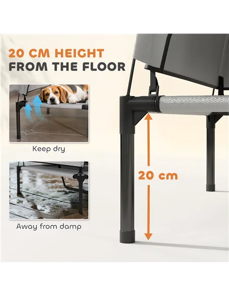 PawHut Portable Elevated Dog Bed with Removable Canopy, Cooling Raised Pet Cot for Medium Large Dogs, 92 x 75 x 89 cm