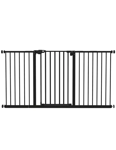 PawHut Adjustable Safety Gate w/ Three Extensions, Four Adjustable Screws, Black