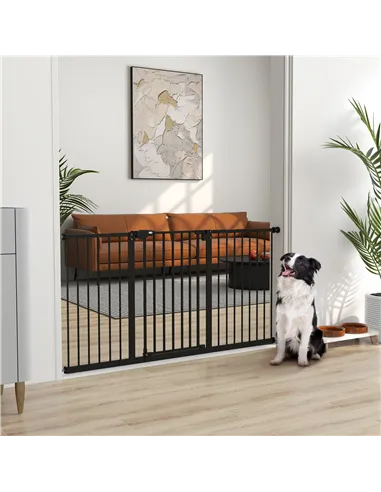 PawHut Adjustable Safety Gate w/ Three Extensions, Four Adjustable Screws, Black