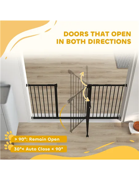 PawHut Adjustable Safety Gate w/ Three Extensions, Four Adjustable Screws, Black