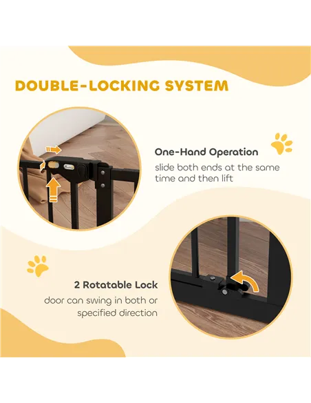 PawHut Adjustable Safety Gate w/ Three Extensions, Four Adjustable Screws, Black