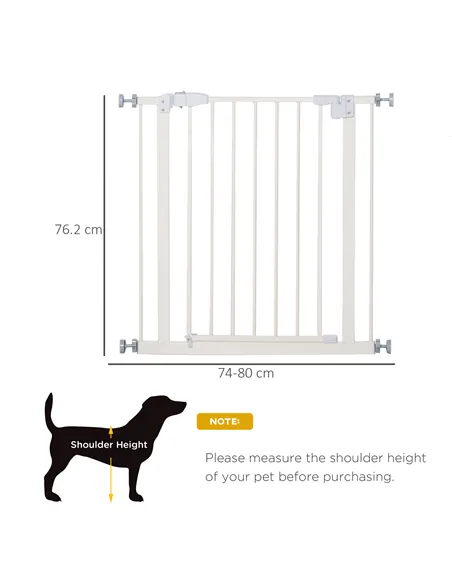 PawHut Pressure Fit Safety Gate, Adjustable Dog Gate, Pet Barrier for for Doorways, Staircases and Hallways with Auto Close, Dou