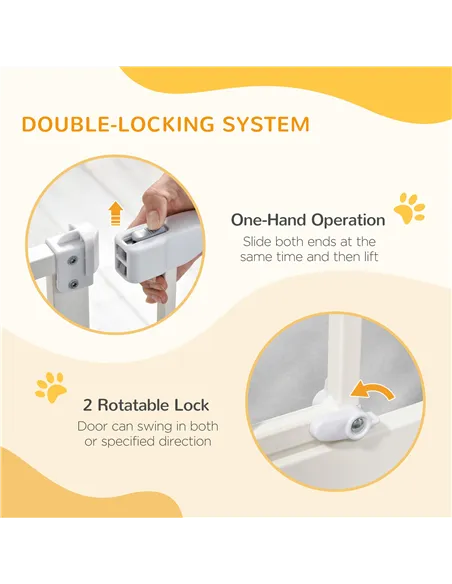 PawHut Pressure Fit Safety Gate, Adjustable Dog Gate, Pet Barrier for for Doorways, Staircases and Hallways with Auto Close, Dou