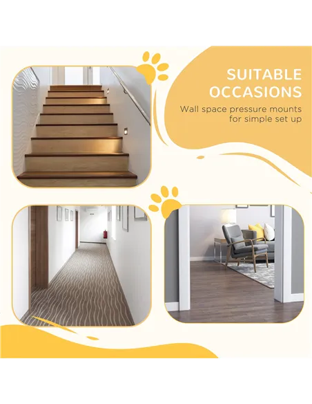 PawHut Pressure Fit Safety Gate, Adjustable Dog Gate, Pet Barrier for for Doorways, Staircases and Hallways with Auto Close, Dou