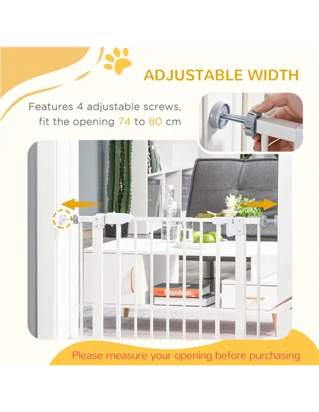 PawHut Pressure Fit Safety Gate, Adjustable Dog Gate, Pet Barrier for for Doorways, Staircases and Hallways with Auto Close, Dou
