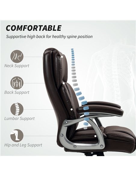 HOMCOM 49.5-59cm Faux Leather Office Chair - Brown