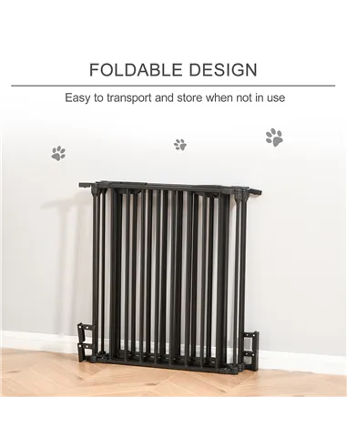 PawHut 5 Panels Pet Playpen Metal Fence w/ Walk Through Door - Black