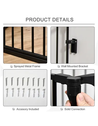 PawHut 5 Panels Pet Playpen Metal Fence w/ Walk Through Door - Black