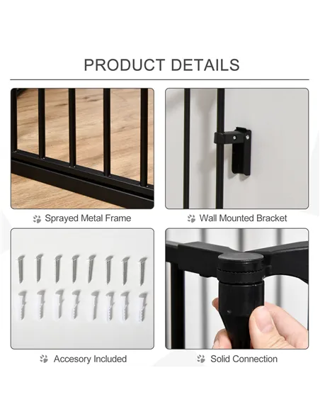 PawHut 5 Panels Pet Playpen Metal Fence w/ Walk Through Door - Black