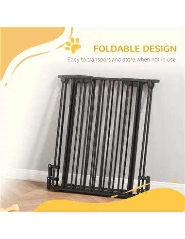 PawHut Pet Safety Gate, 3 Panels Playpen Fireplace, Foldable Metal Fence, Stair Barrier, Room Divider, Fire Guard w/ Automatic C