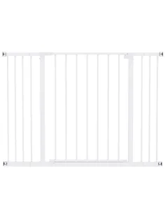 PawHut Dog Gate Pet Safety Gate Stair Barrier Pressure Fit Adjustable 76-82/86-97/101-107 cm, White