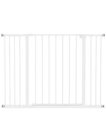 PawHut Dog Gate Pet Safety Gate Stair Barrier Pressure Fit Adjustable 76-82/86-97/101-107 cm, White