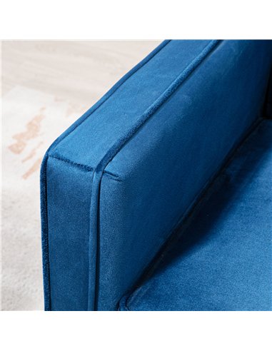 HOMCOM Velvet-Feel Three-Seater Sofa Bed - Blue