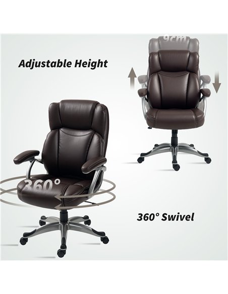 HOMCOM 49.5-59cm Faux Leather Office Chair - Brown