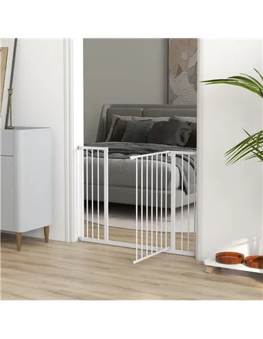 PawHut Dog Gate Pet Safety Gate Stair Barrier Pressure Fit Adjustable 76-82/86-97/101-107 cm, White