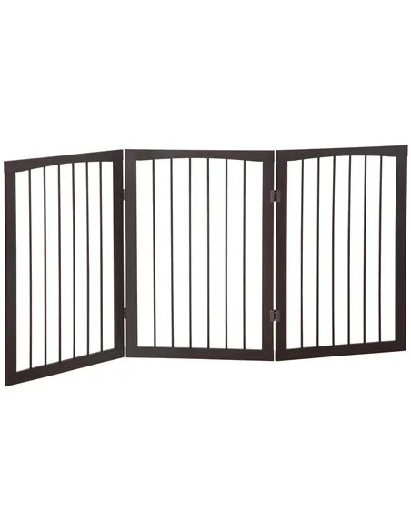 PawHut 3 Panel Stair Gate Foldable Dog Door Gate Indoor Free Standing Safety Gate Pet Barrier 76cm Height