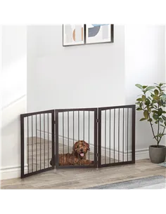 PawHut 3 Panel Stair Gate Foldable Dog Door Gate Indoor Free Standing Safety Gate Pet Barrier 76cm Height 2