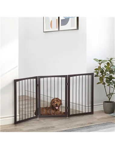 PawHut 3 Panel Stair Gate Foldable Dog Door Gate Indoor Free Standing Safety Gate Pet Barrier 76cm Height