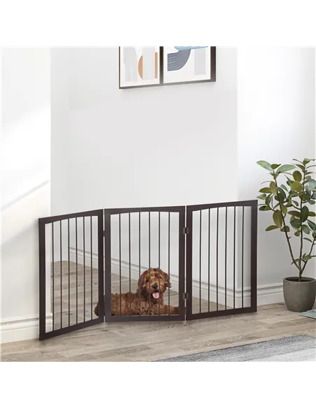 PawHut 3 Panel Stair Gate Foldable Dog Door Gate Indoor Free Standing Safety Gate Pet Barrier 76cm Height