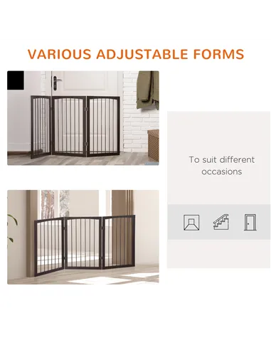 PawHut 3 Panel Stair Gate Foldable Dog Door Gate Indoor Free Standing Safety Gate Pet Barrier 76cm Height