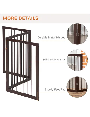 PawHut 3 Panel Stair Gate Foldable Dog Door Gate Indoor Free Standing Safety Gate Pet Barrier 76cm Height