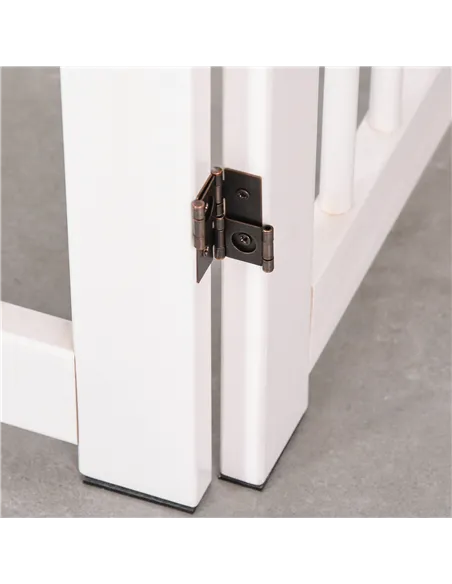 PawHut Freestanding Pet Gate 4 Panels Wooden Dog Safety Fence Foldable with Support Feet for Doorway Stairs 91cm Tall White