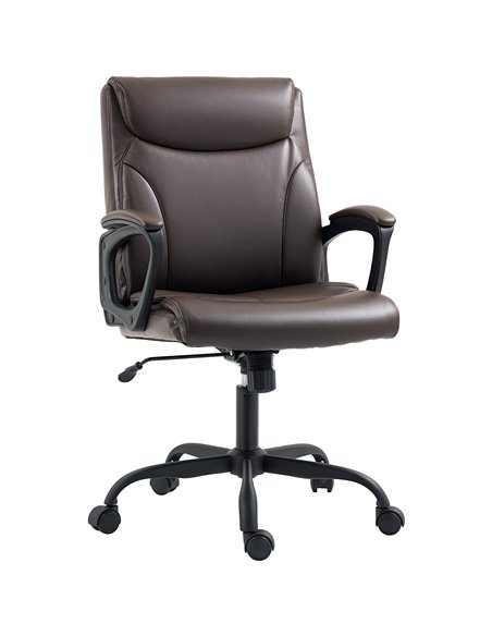 HOMCOM Executive Office Chair, Faux Leather Desk Chair with Height Adjustable, Swivel Wheels and Tilt Function, Computer Chair f
