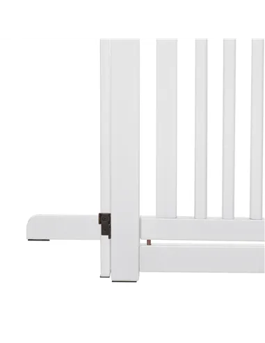 PawHutPet Gates MDF Freestanding Expandable Dog Gate Wood Doorway Pet Barrier Fence w/ Latched Door White