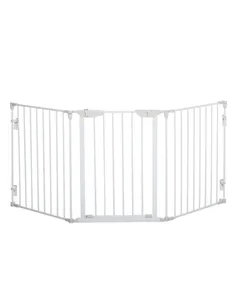 PawHut Pet Safety Gate, 3 Panels Playpen Fireplace, Foldable Metal Fence, Stair Barrier, Room Divider, Fire Guard w/ Automatic C