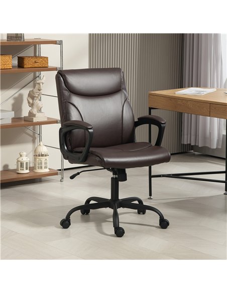 HOMCOM Executive Office Chair, Faux Leather Desk Chair with Height Adjustable, Swivel Wheels and Tilt Function, Computer Chair f