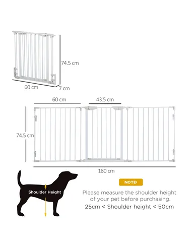 PawHut Pet Safety Gate, 3 Panels Playpen Fireplace, Foldable Metal Fence, Stair Barrier, Room Divider, Fire Guard w/ Automatic C