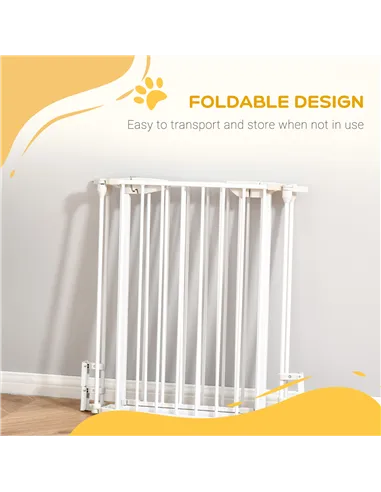 PawHut Pet Safety Gate, 3 Panels Playpen Fireplace, Foldable Metal Fence, Stair Barrier, Room Divider, Fire Guard w/ Automatic C
