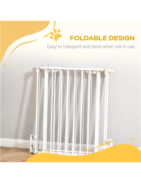 PawHut Pet Safety Gate, 3 Panels Playpen Fireplace, Foldable Metal Fence, Stair Barrier, Room Divider, Fire Guard w/ Automatic C