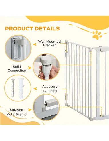 PawHut Pet Safety Gate, 3 Panels Playpen Fireplace, Foldable Metal Fence, Stair Barrier, Room Divider, Fire Guard w/ Automatic C