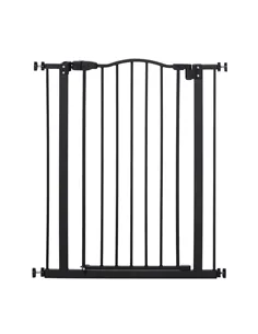 PawHut Pressure Fit Dog Stair Gate No Drilling Safety Gate Auto Close for Doorways, Hallways, 74-80cm Adjustable, 94cm Tall, Bla
