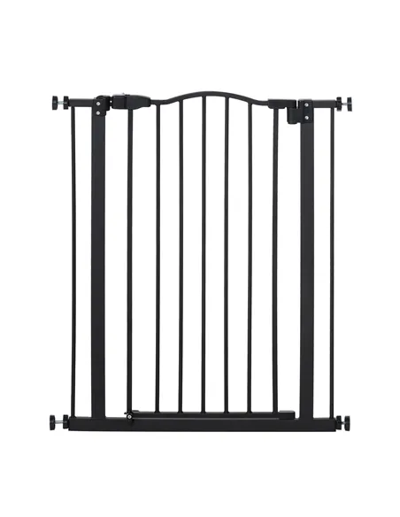 PawHut Pressure Fit Dog Stair Gate No Drilling Safety Gate Auto Close for Doorways, Hallways, 74-80cm Adjustable, 94cm Tall, Bla