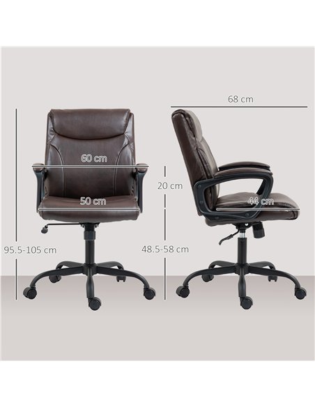 HOMCOM Executive Office Chair, Faux Leather Desk Chair with Height Adjustable, Swivel Wheels and Tilt Function, Computer Chair f