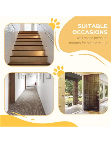 PawHut Pressure Fit Dog Stair Gate No Drilling Safety Gate Auto Close for Doorways, Hallways, 74-80cm Adjustable, 94cm Tall, Bla